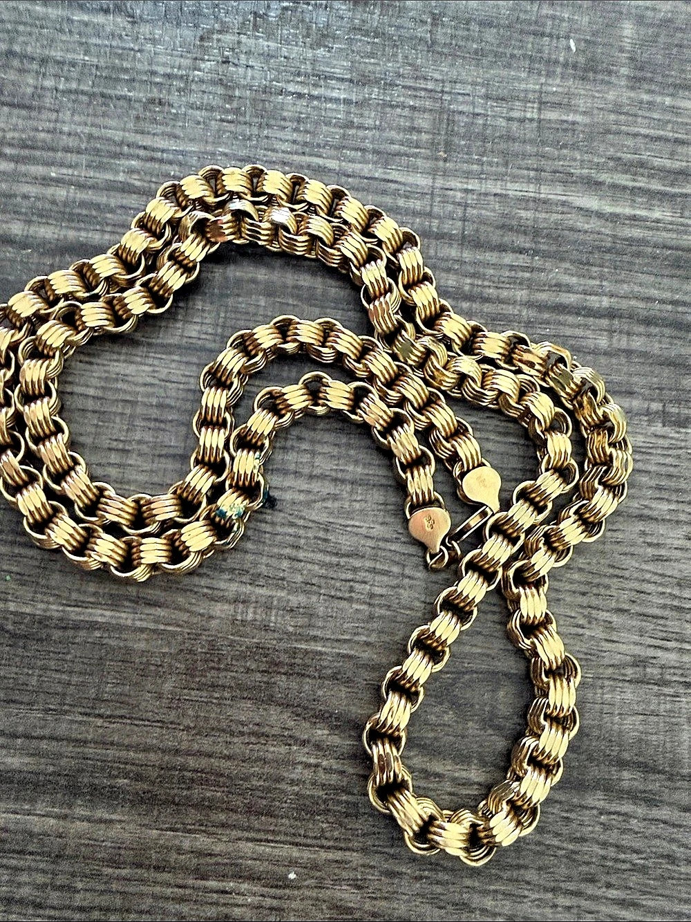Gold Textured Chain Necklace